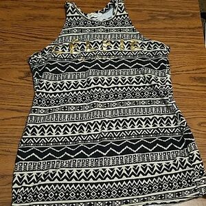 Four Girlz Tribal Print Gold Printed Celfie Tank